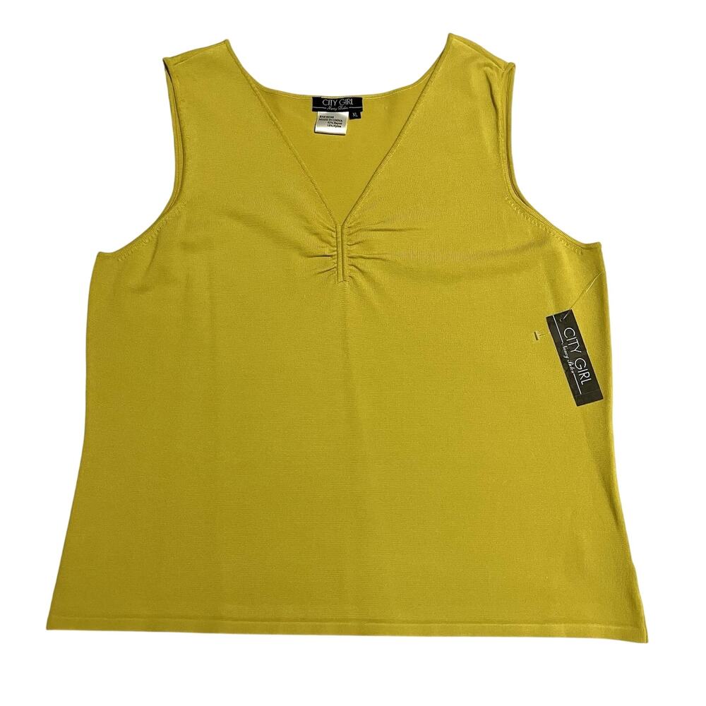 Womens City Girl Nancy Balen Tank Top Shell Business Casual Chartreuse XL